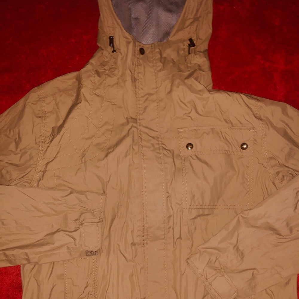 Tan lightweight hooded jacket